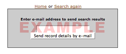 Photo example of e-mail results input field